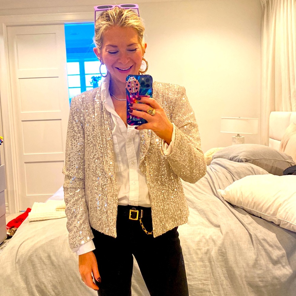 Silver sequin blazer